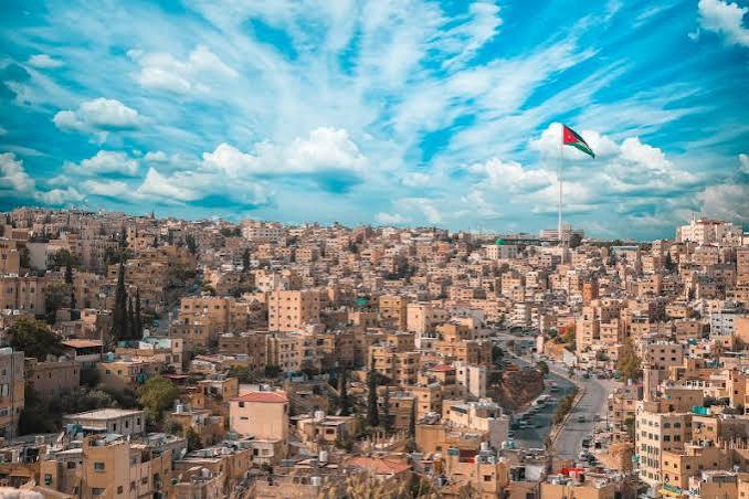 View over Amman's limestone hills and city skyline